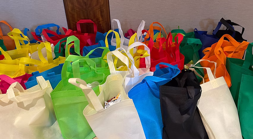 Collection of colorful care bags